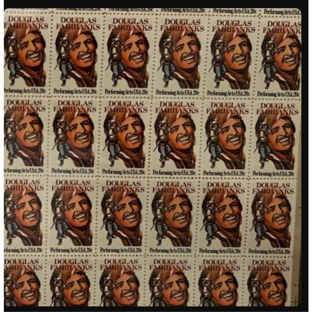 MNH 1984 Douglas Fairbanks Sheet of 50 20c Stamps Scott # 2088